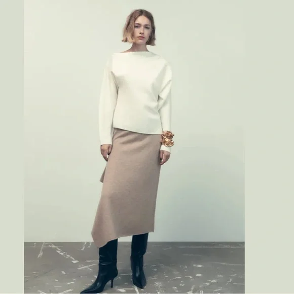 New ZARA 100% WOOL RUFFLED SKIRT - Picture 3 of 14